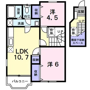 シャトー・フルールB【2階】の間取り