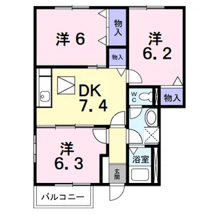 ラフォーレⅢA【1階】の間取り