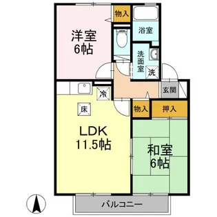 グランドキャッスルGOMI E【1階】の間取り