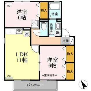 エクセル・スウィート ⅠⅡ【II202号室】の間取り