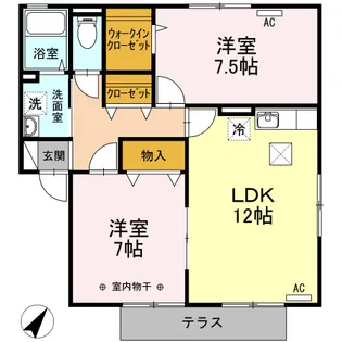 フラッツ ABC【1階】の間取り