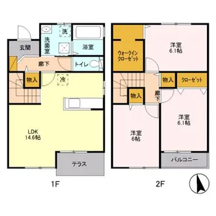 ドエルコート里吉 C【101号室】の間取り
