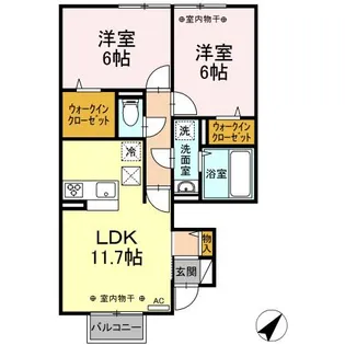 ボン ソレイユ A【102号室】の間取り