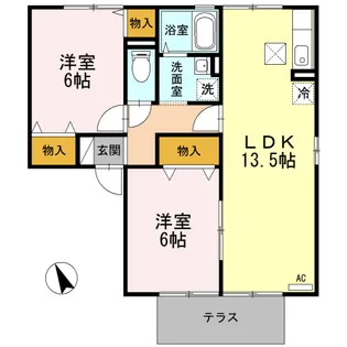 スリーファイブ AB【1階】の間取り