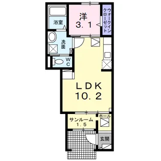 サニーガーデンR B【1階】の間取り