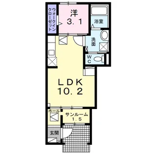 サニーガーデンR B【1階】の間取り