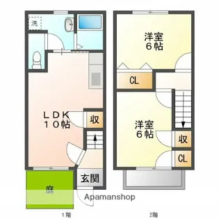 岐阜県養老郡養老町竜泉寺【テラスハウス】の間取り
