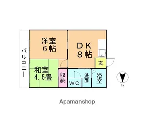 レジデンスカワセ【206号室】の間取り