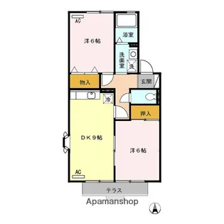 エルミタージュKUBOTA B【106号室】の間取り