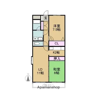 ガーデンヒルズ(宮代)【102号室】の間取り