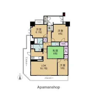 リーデンススクエア大垣駅前【501号室】の間取り