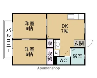 パナハイツ熊野A・B【A202号室】の間取り