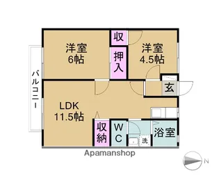 パナハイツ楽田 E棟【202号室】の間取り