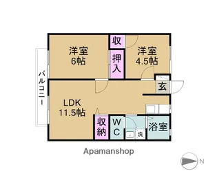 パナハイツ楽田 E棟【203号室】の間取り