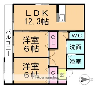 クリスタルパレス【3階】の間取り