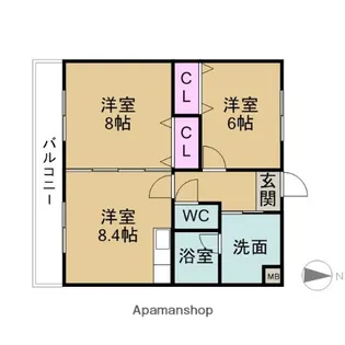 2LDKの間取り画像