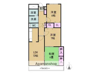 グランサム【302号室】の間取り