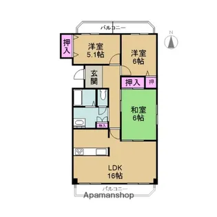 グランサム【205号室】の間取り