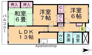 グランサム【203号室】の間取り
