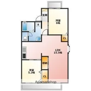 グランディール木崎【B103号室】の間取り
