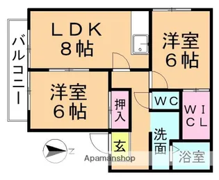 サンガーデン楽田 C棟【206号室】の間取り