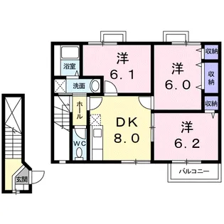 カーサプリマデーラB【2階】の間取り