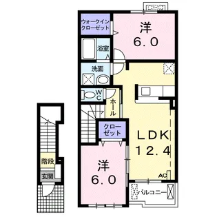 プリートカーサB【2階】の間取り