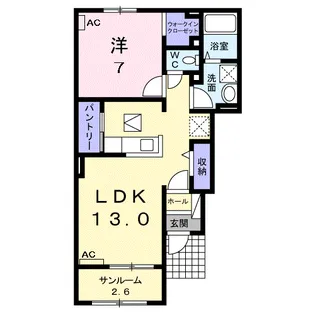 ウエストリバー【1階】の間取り