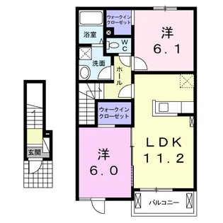 ウエストリバー【2階】の間取り