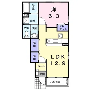 ビィリア アイコス【1階】の間取り