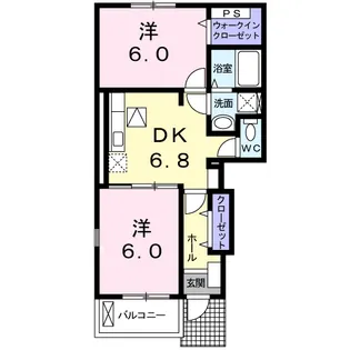 プリートカーサA【1階】の間取り