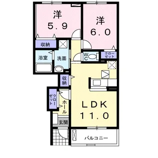 ポエム・アイA【1階】の間取り