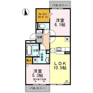 グッドラック・ワン A棟【1階】の間取り