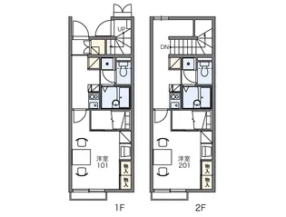 レオパレスメルベーユ【208号室】の間取り
