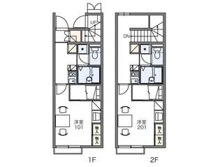 レオパレスメルベーユ【107号室】の間取り