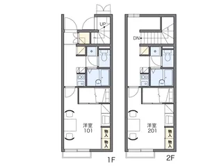 レオパレスルレーブ上面【105号室】の間取り