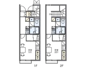 レオパレスコンフォールSORA【203号室】の間取り