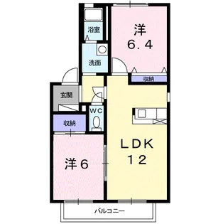 カーサ・レクエルドB【2階】の間取り