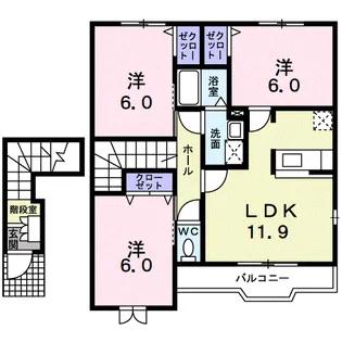 サン・プレイスB【2階】の間取り