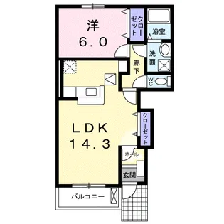 グラン ソレイユB【1階】の間取り