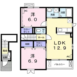 ルミエール ドゥース【2階】の間取り
