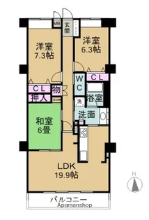 キャッスルハイツ北切石【2階】の間取り