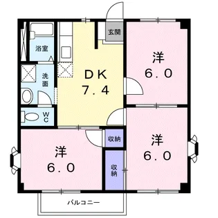 ツインハイツB【1階】の間取り