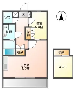 ローズガーデンS【201号室】の間取り