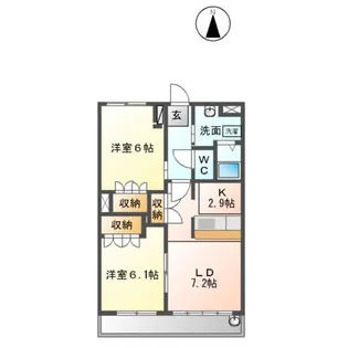 ヴァルト・バッハ【205号室】の間取り