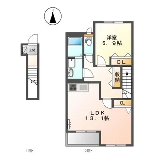 ラルーチェB【2階】の間取り