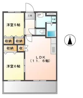 オリンピアE【205号室】の間取り