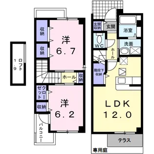 アンルー A【1階】の間取り
