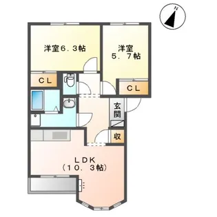 2LDKの間取り画像