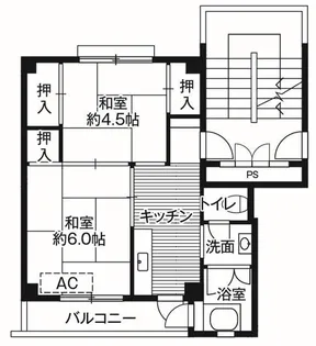 ビレッジハウス上流1号棟【0304号室】の間取り